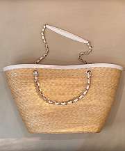 CHANEL | Large shopping bag Braided straw Beige & White - 6
