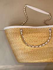CHANEL | Large shopping bag Braided straw Beige & White - 2