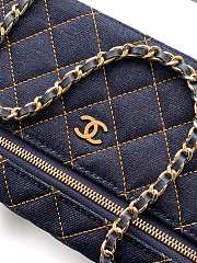 CHANEL | Classic Vanity with Chain Denim & Gold Metal  Dark Blue & Orange - 6
