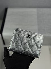 CHANEL | Zippered Coin Case Silver - 1