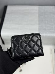 CHANEL | Zippered Coin Case Lambskin Silver Hardware Black - 1