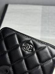 CHANEL | Zippered Coin Case Lambskin Silver Hardware Black - 3