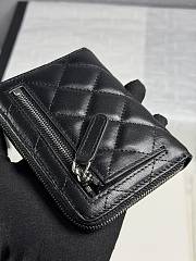 CHANEL | Zippered Coin Case Lambskin Silver Hardware Black - 2