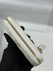 CHANEL | Zippered Coin Case Carviar Gold Hardware White - 3