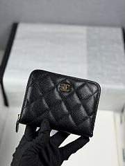 CHANEL | Zippered Coin Case Carviar Gold Hardware Black - 1