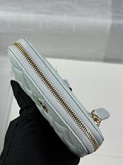 CHANEL | Zippered Coin Case Carviar Gold Hardware Light Blue - 3