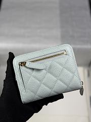 CHANEL | Zippered Coin Case Carviar Gold Hardware Light Blue - 2