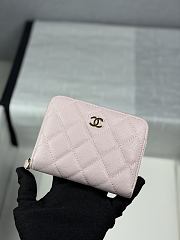 CHANEL | Zippered Coin Case Carviar Gold Hardware Light Pink - 1