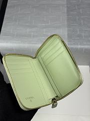 CHANEL | Zippered Coin Case Carviar Gold Hardware Light Green - 2