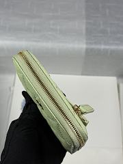 CHANEL | Zippered Coin Case Carviar Gold Hardware Light Green - 3