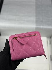 CHANEL | Zippered Coin Case Carviar Gold Hardware Pink - 4