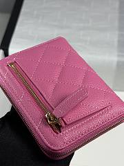 CHANEL | Zippered Coin Case Carviar Gold Hardware Pink - 3