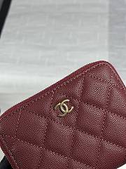 CHANEL | Zippered Coin Case Carviar Gold Hardware Burgundy - 5