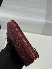 CHANEL | Zippered Coin Case Carviar Gold Hardware Burgundy - 3