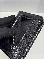 CHANEL | Zippered Coin Case Carviar Silver Hardware Black - 6