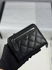 CHANEL | Zippered Coin Case Carviar Silver Hardware Black - 4