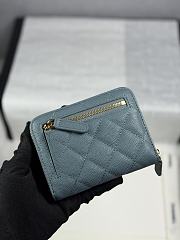 CHANEL | Zippered Coin Case Carviar Gold Hardware Blue - 5