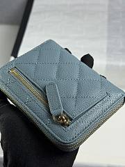 CHANEL | Zippered Coin Case Carviar Gold Hardware Blue - 4
