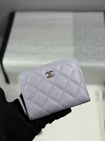 CHANEL | Zippered Coin Case Carviar Gold Hardware Purble
