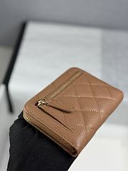 CHANEL | Zippered Coin Case Carviar Gold Hardware Brown  - 5