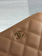 CHANEL | Zippered Coin Case Carviar Gold Hardware Brown  - 4