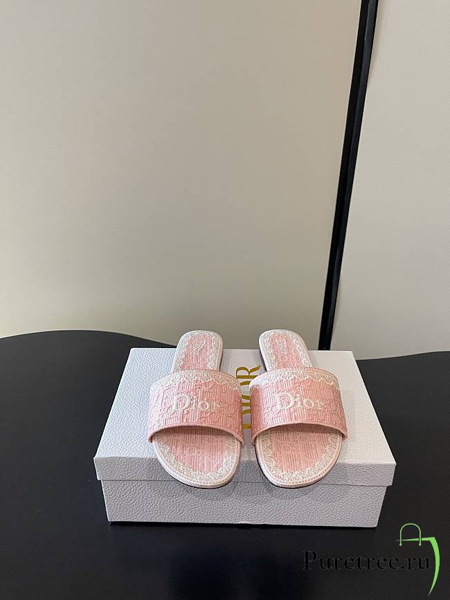 Dior Dentelle Heeled Slide Pink - 1
