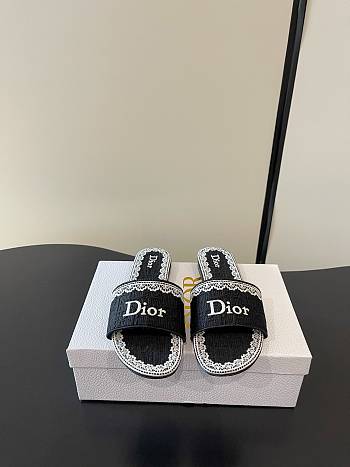Dior Dentelle Heeled Slide Black