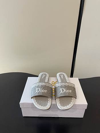 Dior Dentelle Heeled Slide Gray