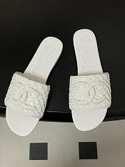Chanel CC logo crochet design Sandals White - 2
