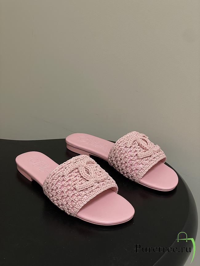 Chanel CC logo crochet design Sandals Pink - 1