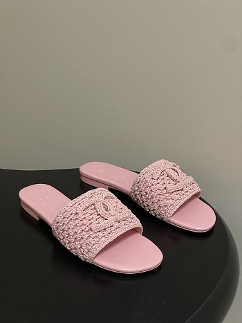 Chanel CC logo crochet design Sandals Pink