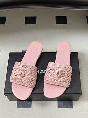 Chanel CC logo crochet design Sandals Pink - 5