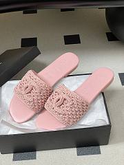 Chanel CC logo crochet design Sandals Pink - 3