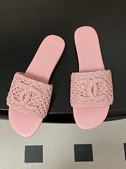 Chanel CC logo crochet design Sandals Pink - 2
