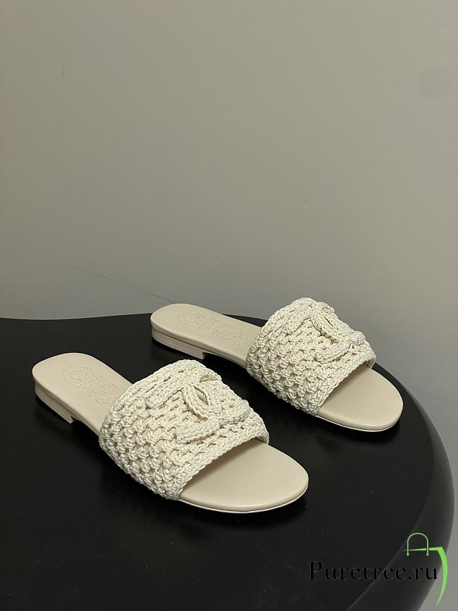 Chanel CC logo crochet design Sandals Beige - 1
