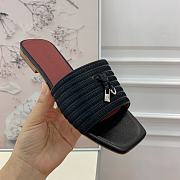 Loro Piana Womens Woven Stripe Cowhide Loafers Sandals Black - 6