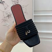 Loro Piana Womens Woven Stripe Cowhide Loafers Sandals Black - 4