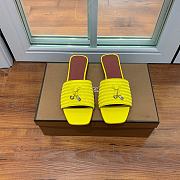 Loro Piana Womens Woven Stripe Cowhide Loafers Sandals Yellow - 1