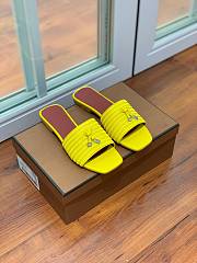 Loro Piana Womens Woven Stripe Cowhide Loafers Sandals Yellow - 3