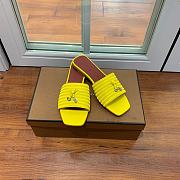 Loro Piana Womens Woven Stripe Cowhide Loafers Sandals Yellow - 4