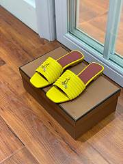 Loro Piana Womens Woven Stripe Cowhide Loafers Sandals Yellow - 2