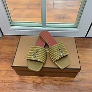 Loro Piana Womens Woven Stripe Cowhide Loafers Sandals Khaki - 4