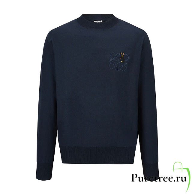 Loewe Crew Necks for Men Dark Blue - 1