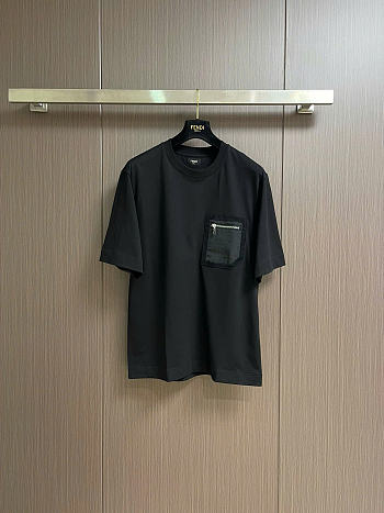 Fendi Black T-Shirt with Zip Pocket