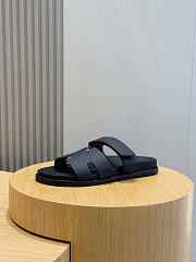 Hermès Izmir Black Leather Sandals - 4