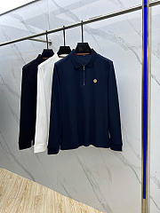 Hermès Men’s Long-Sleeve Zip Polo Navy Blue - 1