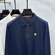 Hermès Men’s Long-Sleeve Zip Polo Navy Blue - 6