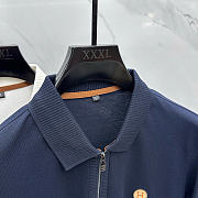 Hermès Men’s Long-Sleeve Zip Polo Navy Blue - 3