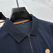 Hermès Men’s Long-Sleeve Zip Polo Navy Blue - 2