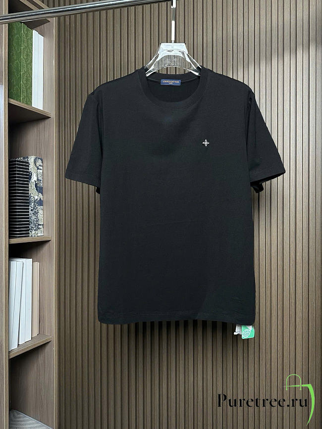 Louis Vuitton Embroidered Logo T-Shirt Black - 1